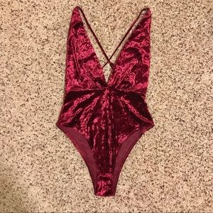 NWT Sexy Crushed Velvet Bodysuit